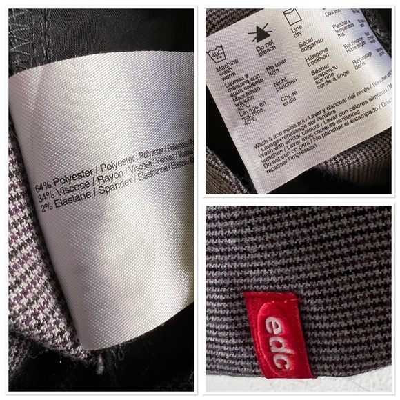 NWT EDC by Esprit Y2K Women's Gray Houndstooth Cuffed Wide Leg Trousers Pants 10 - Picture 10 of 15